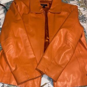 Zara Vibrant Orange Leather Jacket